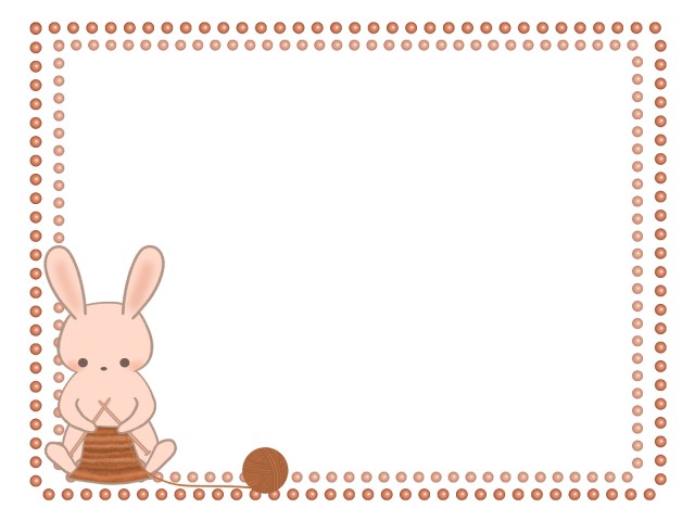 編み物をするウサギのフレーム | 無料イラスト素材｜素材ラボ