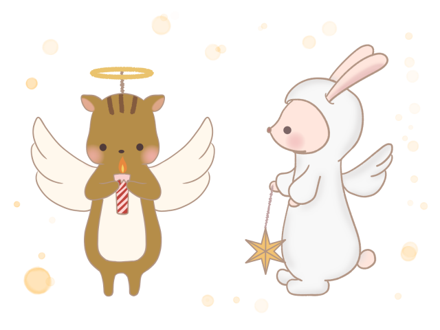 天使姿のウサギとリス 無料イラスト素材 素材ラボ