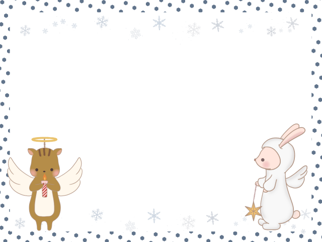 天使姿のウサギとリスのフレーム 無料イラスト素材 素材ラボ