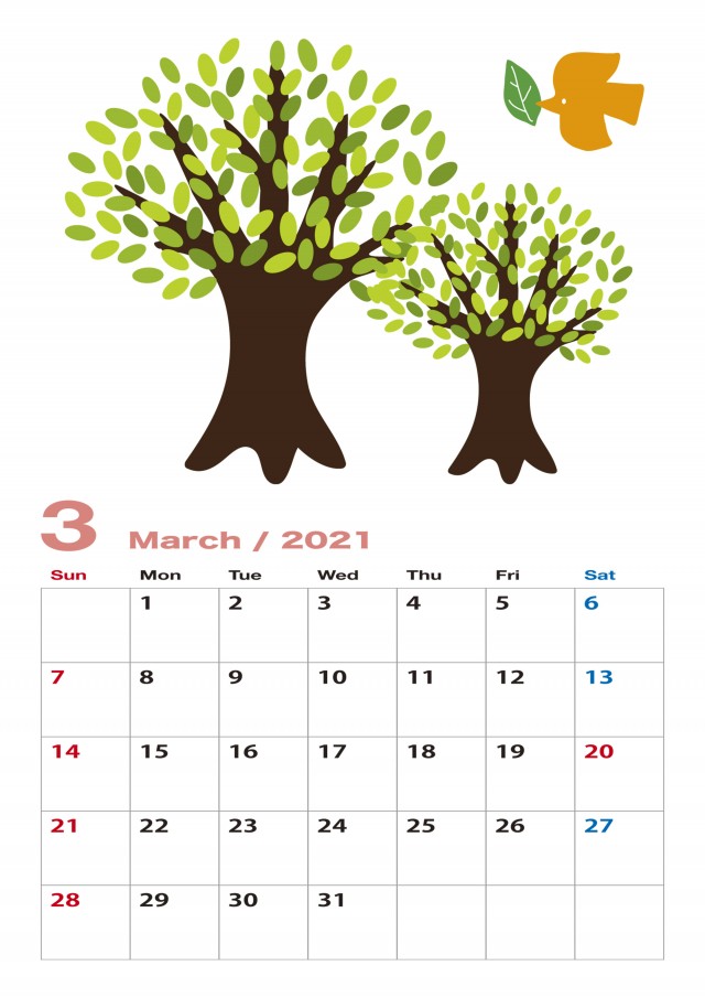 21年のカレンダー 北欧の伝統柄シンプルな 3月 無料イラスト素材 素材ラボ