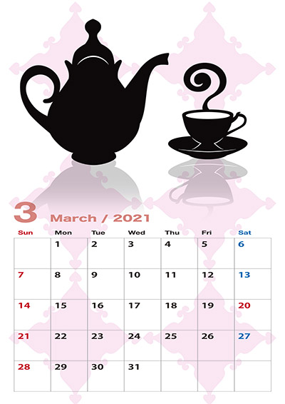 21 アリスのシルエットカレンダー 3月 無料イラスト素材 素材ラボ