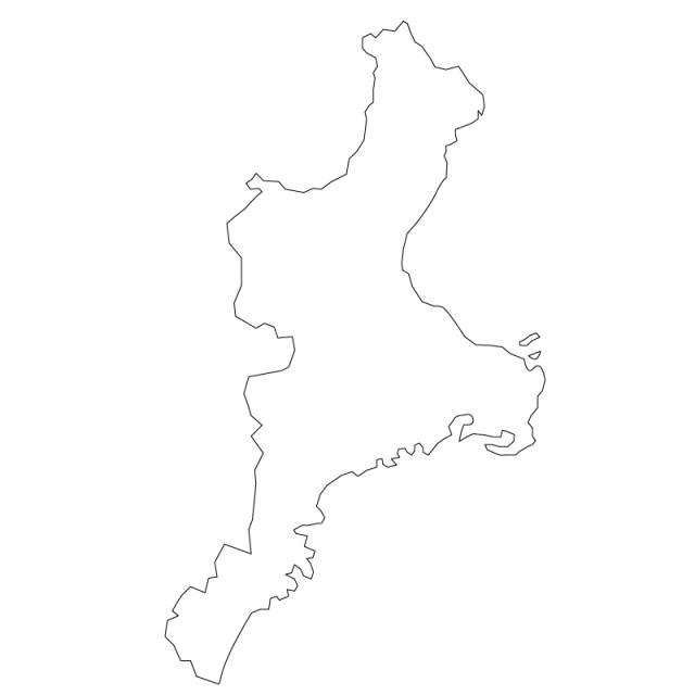 三重県のシルエットで作った地図イラスト 黒線 無料イラスト素材