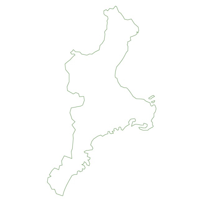 三重県のシルエットで作った地図イラスト 緑線 無料イラスト素材 素材ラボ