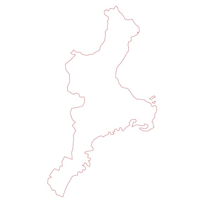 三重県のシルエットで作った地図イラスト 赤線 無料イラスト素材