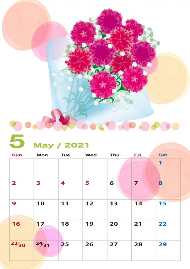 21年のカレンダー 花と植物 5月 無料イラスト素材 素材ラボ