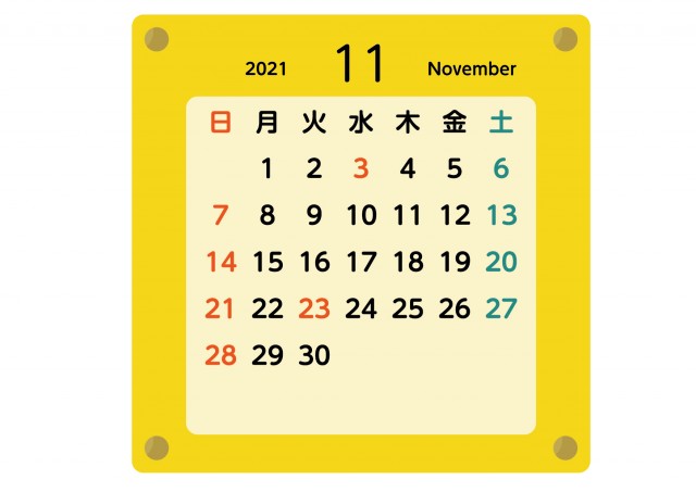 シンプル カレンダー 21年 11月 無料イラスト素材 素材ラボ