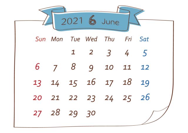 21年カレンダー 貼り紙風 6月 無料イラスト素材 素材ラボ