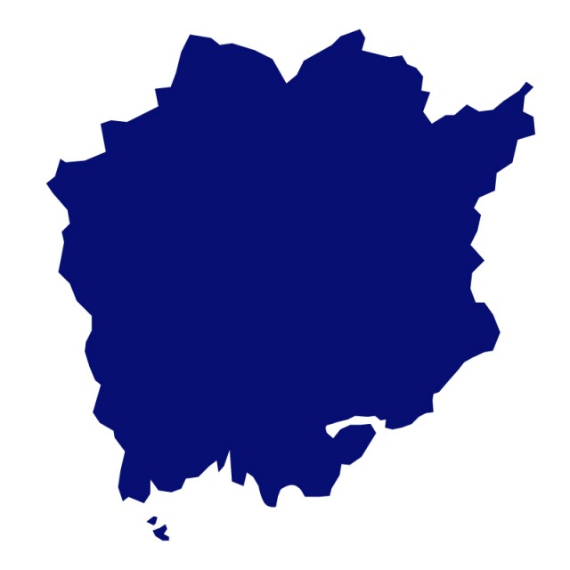 岡山県のシルエットで作った地図イラスト 青塗り 無料イラスト素材 素材ラボ