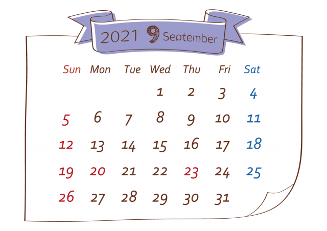21年カレンダー 貼り紙風 9月 無料イラスト素材 素材ラボ