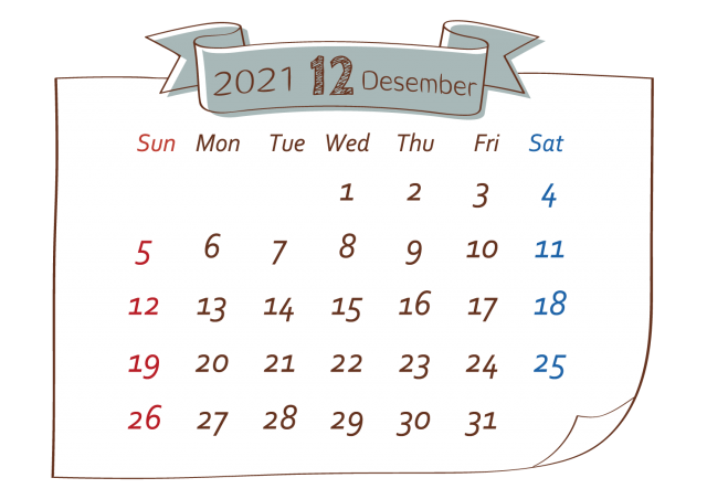 21年カレンダー 貼り紙風 12月 無料イラスト素材 素材ラボ