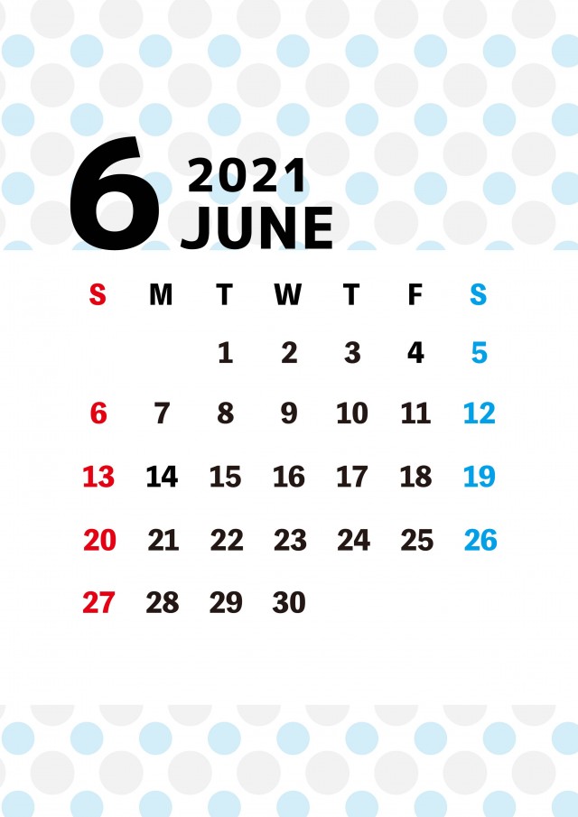 2021年 カレンダー お洒落なドット柄 6月 無料イラスト素材 素材ラボ