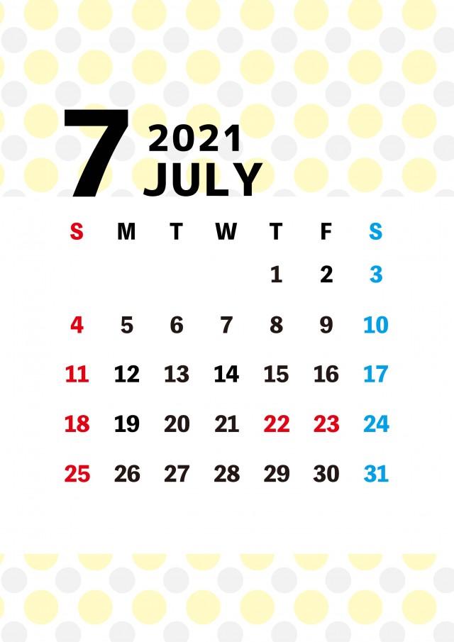 7 カレンダー 月 年 2021