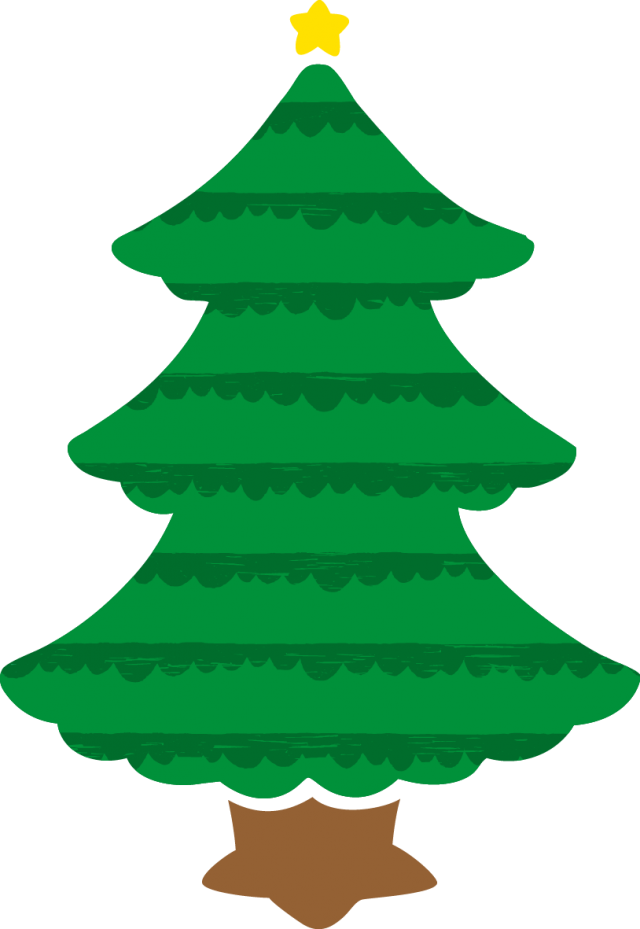 クリスマスツリーのイラスト フリル風 緑 無料イラスト素材 素材ラボ