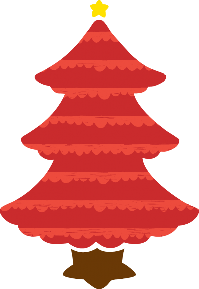 クリスマスツリーのイラスト フリル風 赤 無料イラスト素材 素材ラボ