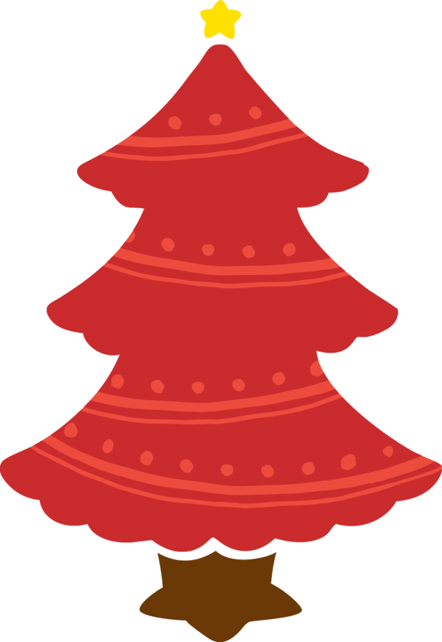 クリスマスツリーのイラスト 線とドット 赤 無料イラスト素材 素材ラボ