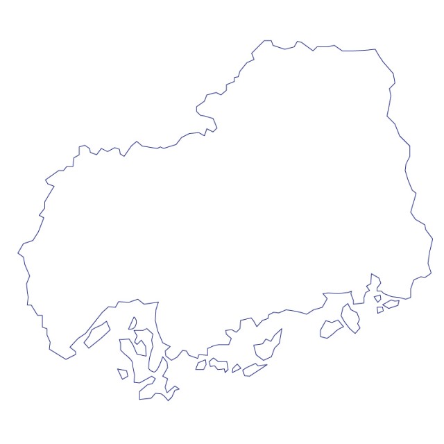 広島県のシルエットで作った地図イラスト 青線 無料イラスト素材 素材ラボ