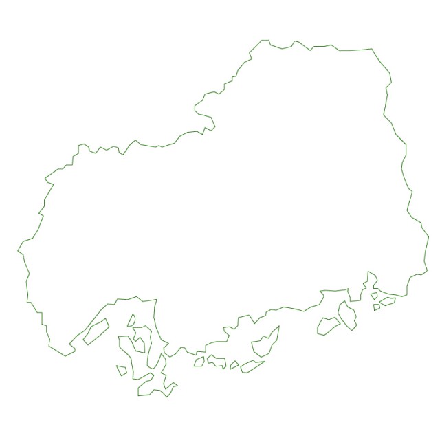 広島県のシルエットで作った地図イラスト 緑線 無料イラスト素材 素材ラボ