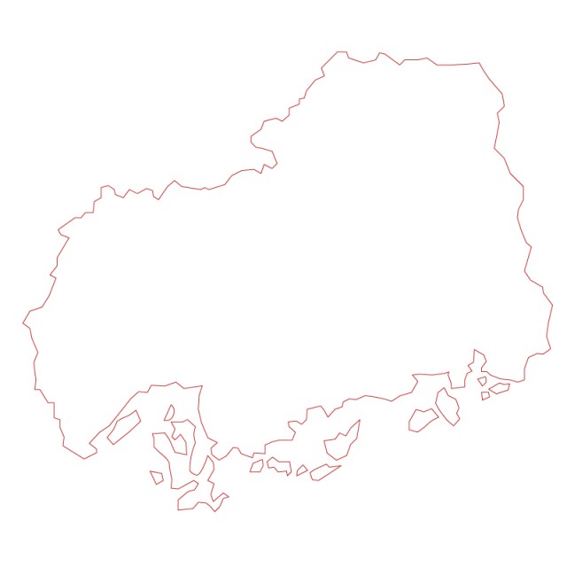 広島県のシルエットで作った地図イラスト 赤線 無料イラスト素材