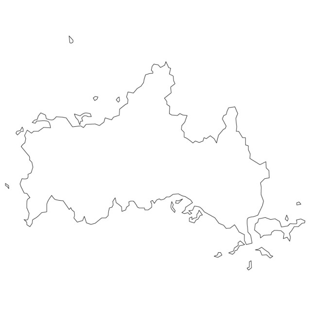 山口県のシルエットで作った地図イラスト 黒線 無料イラスト素材 素材ラボ