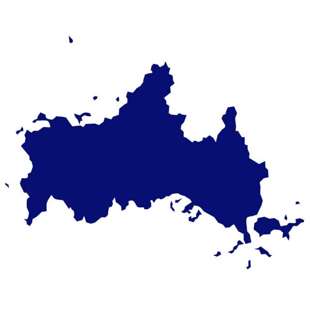 山口県のシルエットで作った地図イラスト 青塗り 無料イラスト素材 素材ラボ