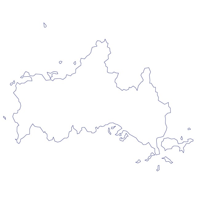 山口県のシルエットで作った地図イラスト 青線 無料イラスト素材 素材ラボ