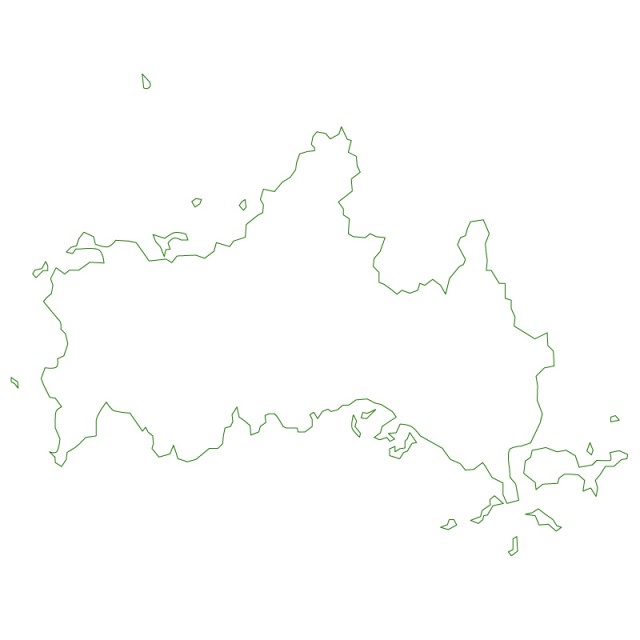 山口県のシルエットで作った地図イラスト 緑線 無料イラスト素材 素材ラボ