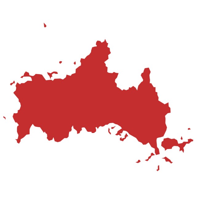 山口県のシルエットで作った地図イラスト 赤塗り 無料イラスト素材 素材ラボ