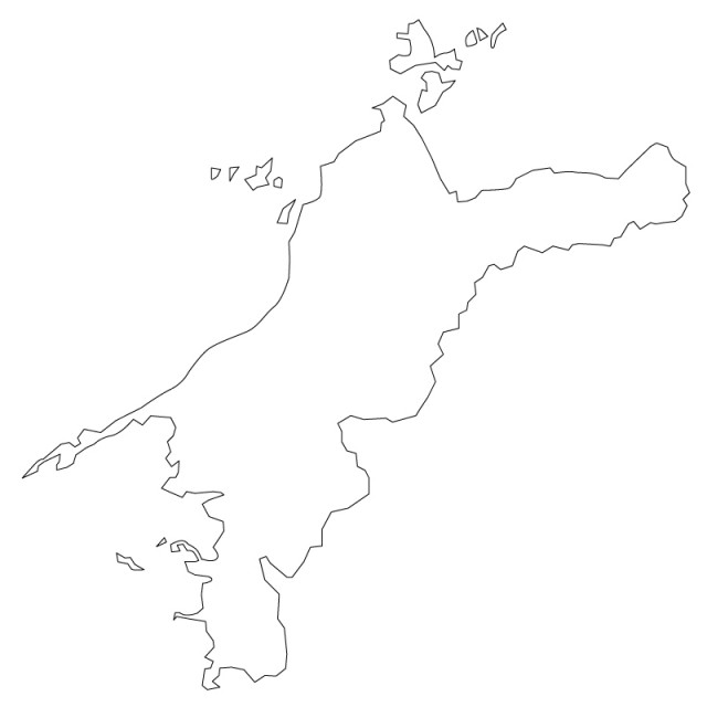 愛媛県のシルエットで作った地図イラスト 黒線 無料イラスト素材 素材ラボ