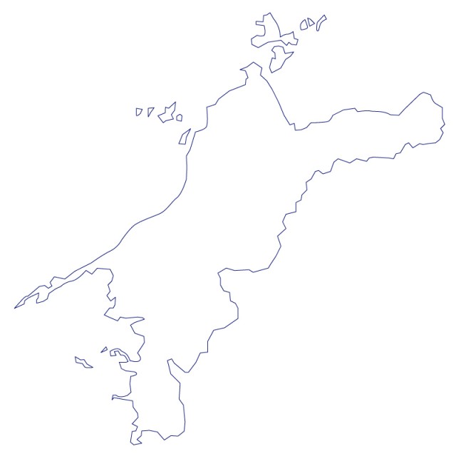 愛媛県のシルエットで作った地図イラスト 青線 無料イラスト素材 素材ラボ