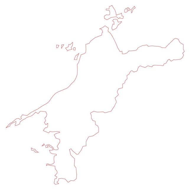 愛媛県のシルエットで作った地図イラスト 赤線 無料イラスト素材 素材ラボ