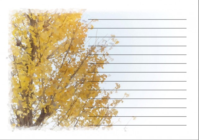 秋のイチョウの便箋 横 横書き 無料イラスト素材 素材ラボ