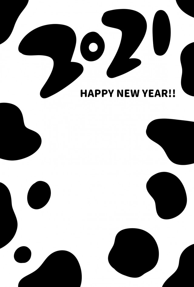 牛柄の21年の年賀状 無料イラスト素材 素材ラボ