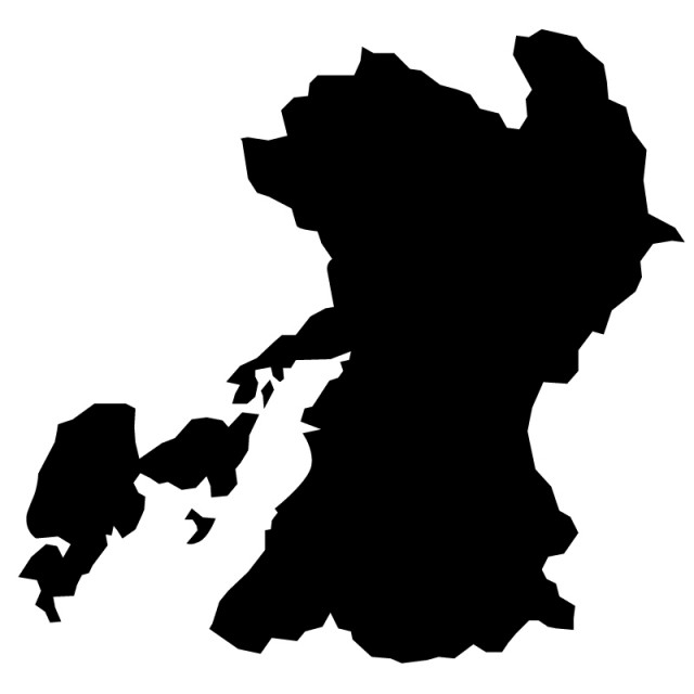熊本県のシルエットで作った地図イラスト 黒塗り 無料イラスト素材 素材ラボ