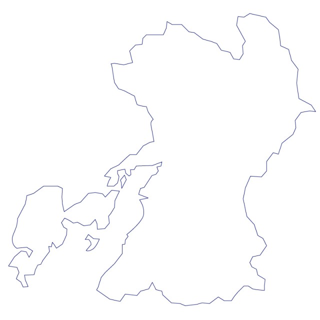 熊本県のシルエットで作った地図イラスト 青線 無料イラスト素材 素材ラボ