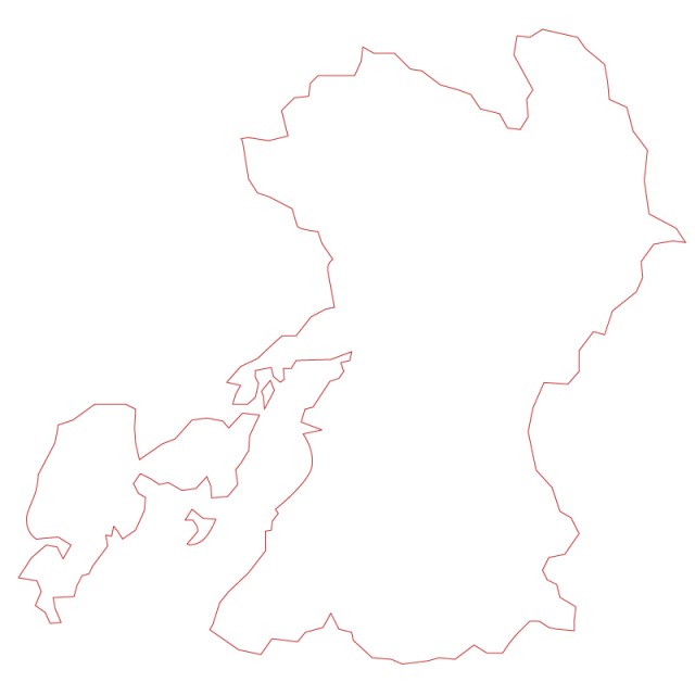 熊本県のシルエットで作った地図イラスト 赤線 無料イラスト素材 素材ラボ