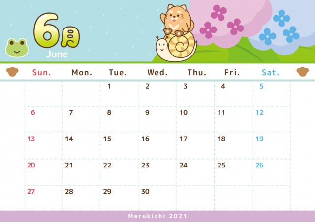 まるきち カレンダー 21 6月 無料イラスト素材 素材ラボ
