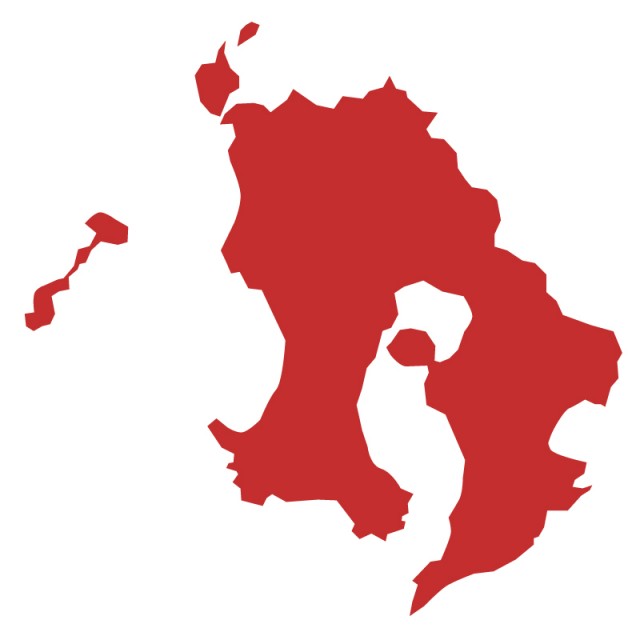 鹿児島県のシルエットで作った地図イラスト 赤塗り 無料イラスト素材 素材ラボ