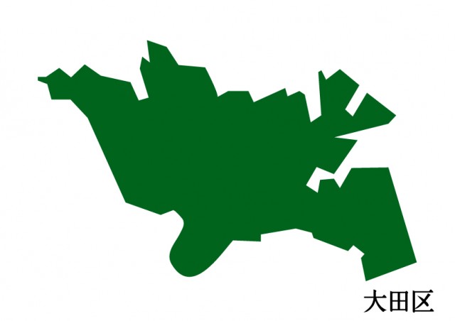 東京都大田区 おおたく の地図 緑塗り 無料イラスト素材 素材ラボ