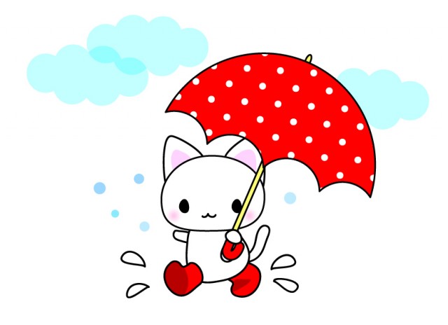 赤い傘と猫のイラスト素材 無料イラスト素材 素材ラボ