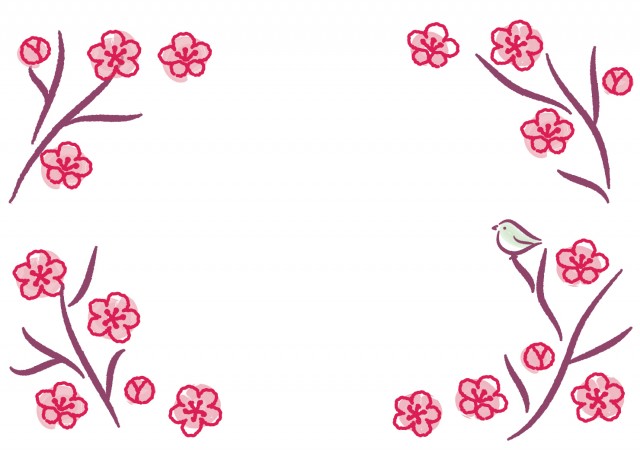 梅の花の手描きフレーム 無料イラスト素材 素材ラボ