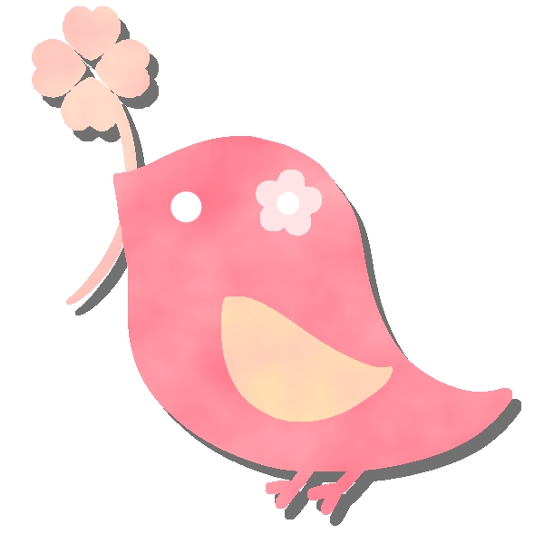 ピンク色のクローバーをくわえた小鳥イラスト 無料イラスト素材 素材ラボ