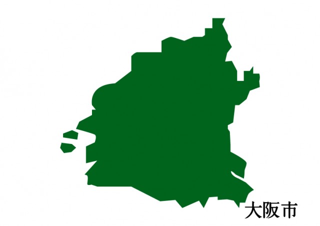 大阪府大阪市 おおさかし の地図 緑塗り 無料イラスト素材 素材ラボ
