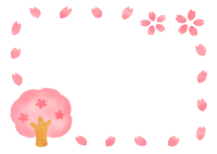 水彩風の桜のフレ…