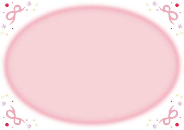 四隅りぼんの楕円枠フレーム ピンク 無料イラスト素材 素材ラボ