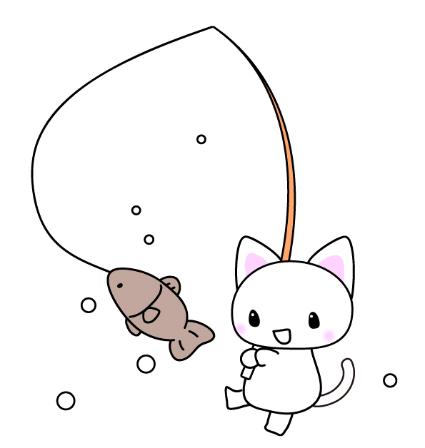 魚を釣る猫のイラスト素材 無料イラスト素材 素材ラボ