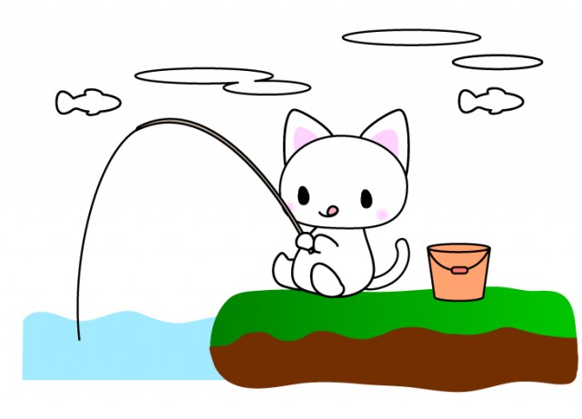 魚釣り猫ちゃんのイラスト素材 無料イラスト素材 素材ラボ