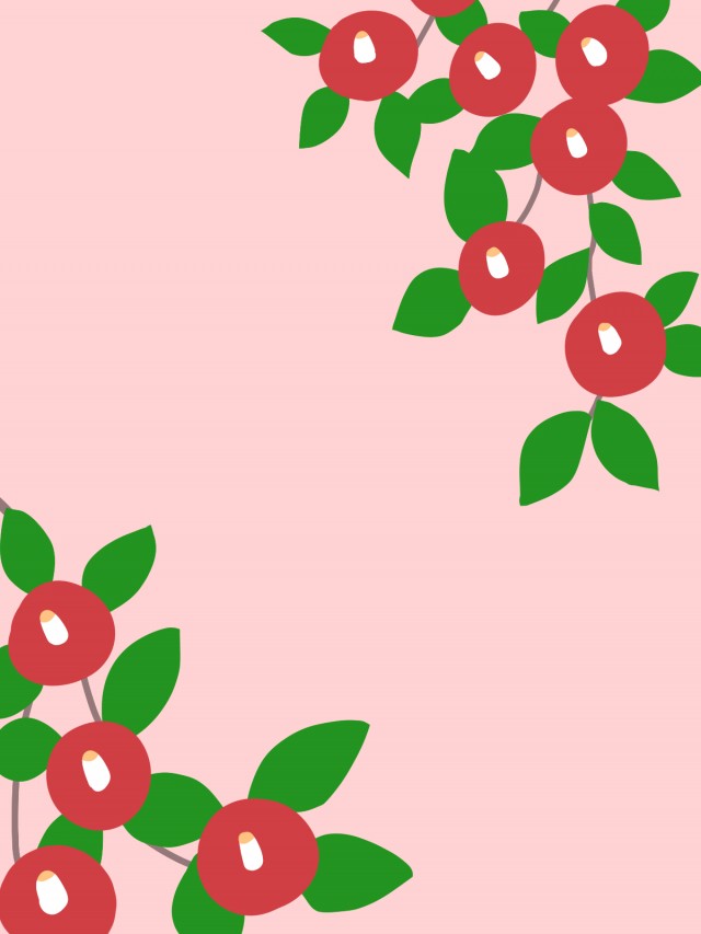 椿の花のフレーム02 ピンク 無料イラスト素材 素材ラボ