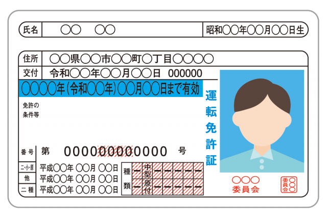 免許証 運転免許証 普通免許 身分証明書 表面 無料イラスト素材 素材ラボ