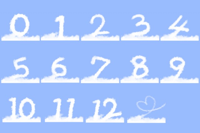 絵本風の可愛い数字文字の雲 28点セット 無料イラスト素材 素材ラボ