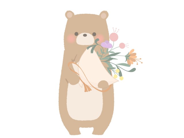 花束を持つクマのイラスト 無料イラスト素材 素材ラボ
